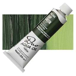 Holbein Duo Aqua Water Soluble Oil - Sap Green, 40 ml tube and swatch