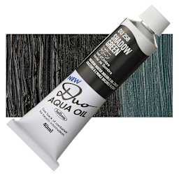 Holbein Duo Aqua Water Soluble Oil - Shadow Green, 40 ml tube and swatch