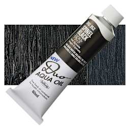 Holbein Duo Aqua Water Soluble Oil - Spinel Black, 40 ml tube and swatch