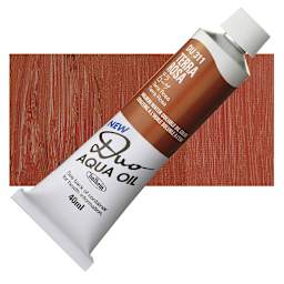 Holbein Duo Aqua Water Soluble Oil - Terra Rose, 40 ml tube and swatch