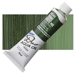 Holbein Duo Aqua Water Soluble Oil - Terre Verte Hue, 40 ml tube and swatch