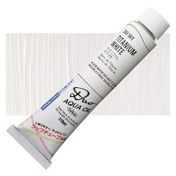 Holbein Duo Aqua Water Soluble Oil - Titanium White, 110 ml tube and swatch