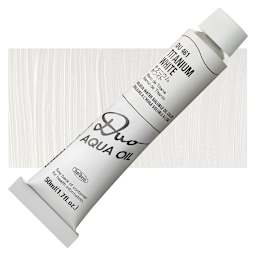 Holbein Duo Aqua Water Soluble Oil - Titanium White, 50 ml tube and swatch