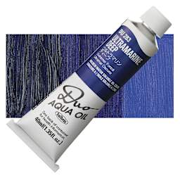 Holbein Duo Aqua Water Soluble Oil - Ultramarine Deep, 40 ml tube and swatch