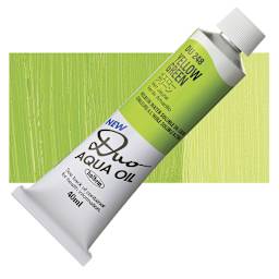 Holbein Duo Aqua Water Soluble Oil - Yellow Green, 40 ml tube and swatch