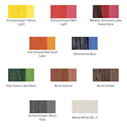 Old Holland Classic Oil Color - Introductory Box Set, Set of 10 Colors, 40 ml tubes, swatches