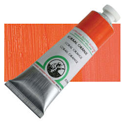 Old Holland Classic Oil Color - Coral Orange, 40 ml tube and swatch