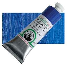 Old Holland Classic Oil Color - Old Holland Cyan Blue, 40 ml tube and swatch