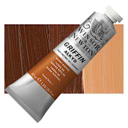 Winsor & Newton Griffin Alkyd - Burnt Sienna, 37 ml tube and swatch