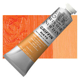 Winsor & Newton Griffin Alkyd - Cadmium Orange Hue, 37 ml tube and swatch