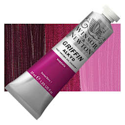 Winsor & Newton Griffin Alkyd - Magenta, 37 ml tube and swatch