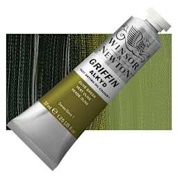Winsor & Newton Griffin Alkyd - Olive Green, 37 ml tube and swatch