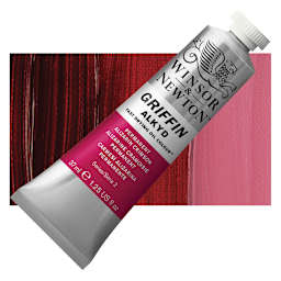 Winsor & Newton Griffin Alkyd - Permanent Alizarin Crimson, 37 ml tube and swatch