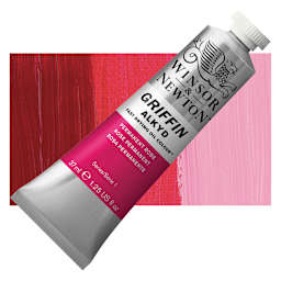Winsor & Newton Griffin Alkyd - Permanent Rose, 37 ml tube and swatch