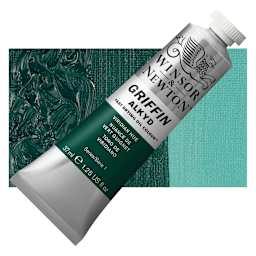Winsor & Newton Griffin Alkyd - Viridian, 37 ml tube and swatch