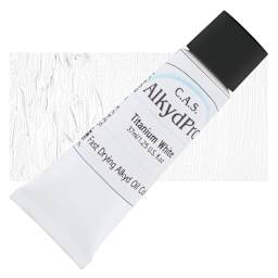 CAS AlkydPro Fast-Drying Alkyd Oil Color - Titanium White, 37 ml tube and swatch