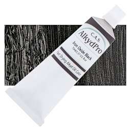 CAS AlkydPro Fast-Drying Alkyd Oil Color - Iron Oxide Black, 70 ml tube and swatch