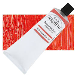 CAS AlkydPro Fast-Drying Alkyd Oil Color - Cadmium Red Light, 120 ml tube and swatch