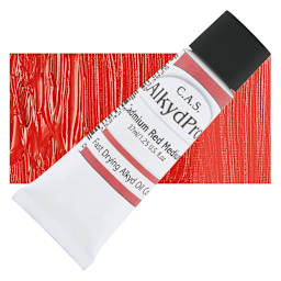 CAS AlkydPro Fast-Drying Alkyd Oil Color - Cadmium Red Medium, 37 ml tube and swatch
