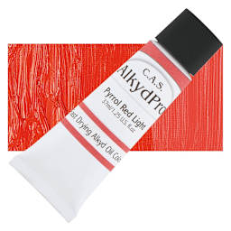 CAS AlkydPro Fast-Drying Alkyd Oil Color - Pyrrol Red Light, 37 ml tube and swatch