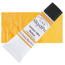 CAS AlkydPro Fast-Drying Alkyd Oil Color - Cadmium Yellow Medium, 37 ml tube and swatch