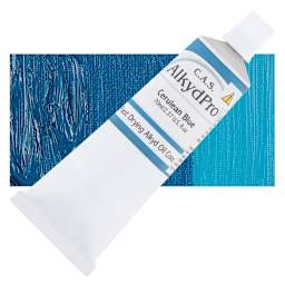 CAS AlkydPro Fast-Drying Alkyd Oil Color - Cerulean Blue, 70 ml tube and swatch