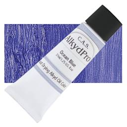 CAS AlkydPro Fast-Drying Alkyd Oil Color - Ocean Blue, 37 ml tube and swatch