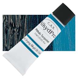 CAS AlkydPro Fast-Drying Alkyd Oil Color - Phthalo Turquoise, 37 ml tube and swatch