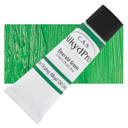CAS AlkydPro Fast-Drying Alkyd Oil Color - Emerald Green, 37 ml tube and swatch