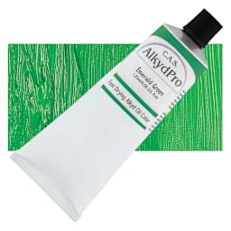 CAS AlkydPro Fast-Drying Alkyd Oil Color - Emerald Green, 120 ml tube and swatch