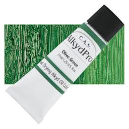 CAS AlkydPro Fast-Drying Alkyd Oil Color - Olive Green, 37 ml tube and swatch