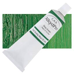 CAS AlkydPro Fast-Drying Alkyd Oil Color - Olive Green, 70 ml tube and swatch