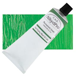 CAS AlkydPro Fast-Drying Alkyd Oil Color - Permanent Green, 120 ml tube and swatch