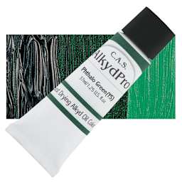 CAS AlkydPro Fast-Drying Alkyd Oil Color - Phthalo Green Yellow Shade, 37 ml tube and swatch