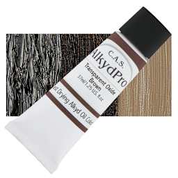 CAS AlkydPro Fast-Drying Alkyd Oil Color - Transparent Oxide Brown, 37 ml tube and swatch