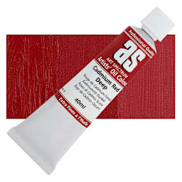 Art Spectrum Artists' Oil Paint - Cadmium Red Deep, 40 ml tube and swatch
