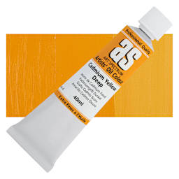 Art Spectrum Artists' Oil Paint - Cadmium Yellow Deep, 40 ml tube and swatch