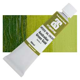 Art Spectrum Artists' Oil Paint - Australian Green Gold, 40 ml tube and swatch