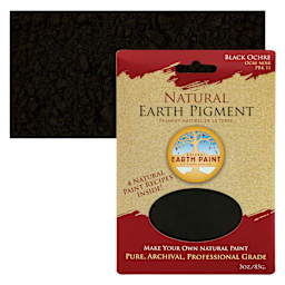 Natural Earth Paint Earth & Mineral Pigment - Black Ochre, 3 oz package and swatch