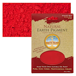 Natural Earth Paint Earth & Mineral Pigment - Mayan Red, 3 oz package and swatch