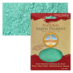 Natural Earth Paint Earth & Mineral Pigment - French Turquoise, 3 oz package and swatch