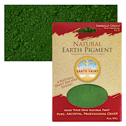 Natural Earth Paint Earth & Mineral Pigment - Emerald Green, 3 oz package and swatch