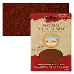 Natural Earth Paint Earth & Mineral Pigment - Burnt Sienna, 3 oz package and swatch