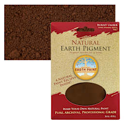 Natural Earth Paint Earth & Mineral Pigment - Burnt Umber, 3 oz package and swatch