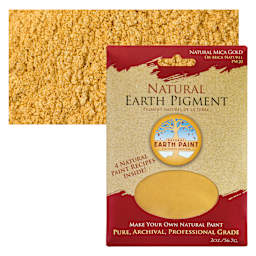 Natural Earth Paint Earth & Mineral Pigment - Gold Mica, 3 oz package and swatch