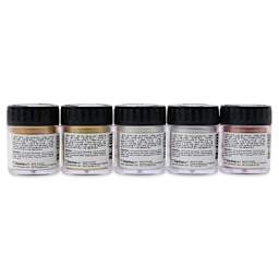 ShinHan Professional Metallic Powder Set - 15 g, Assorted, Set of 5, Jars, back of jars