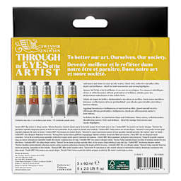 Winsor & Newton Galeria Acrylics - Set of 5, Metallic Colors, 60 ml tubes, back of packaging