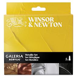 Winsor & Newton Galeria Acrylics - Set of 5, Metallic Colors, 60 ml tubes, front of packaging