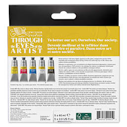 Winsor & Newton Galeria Acrylics - Set of 5, Process Colors, 60 ml tubes, back of packaging