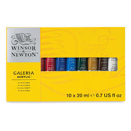 Winsor & Newton Galeria Flow Acrylics - Set of 10 Colors, 20 ml tubes front of package